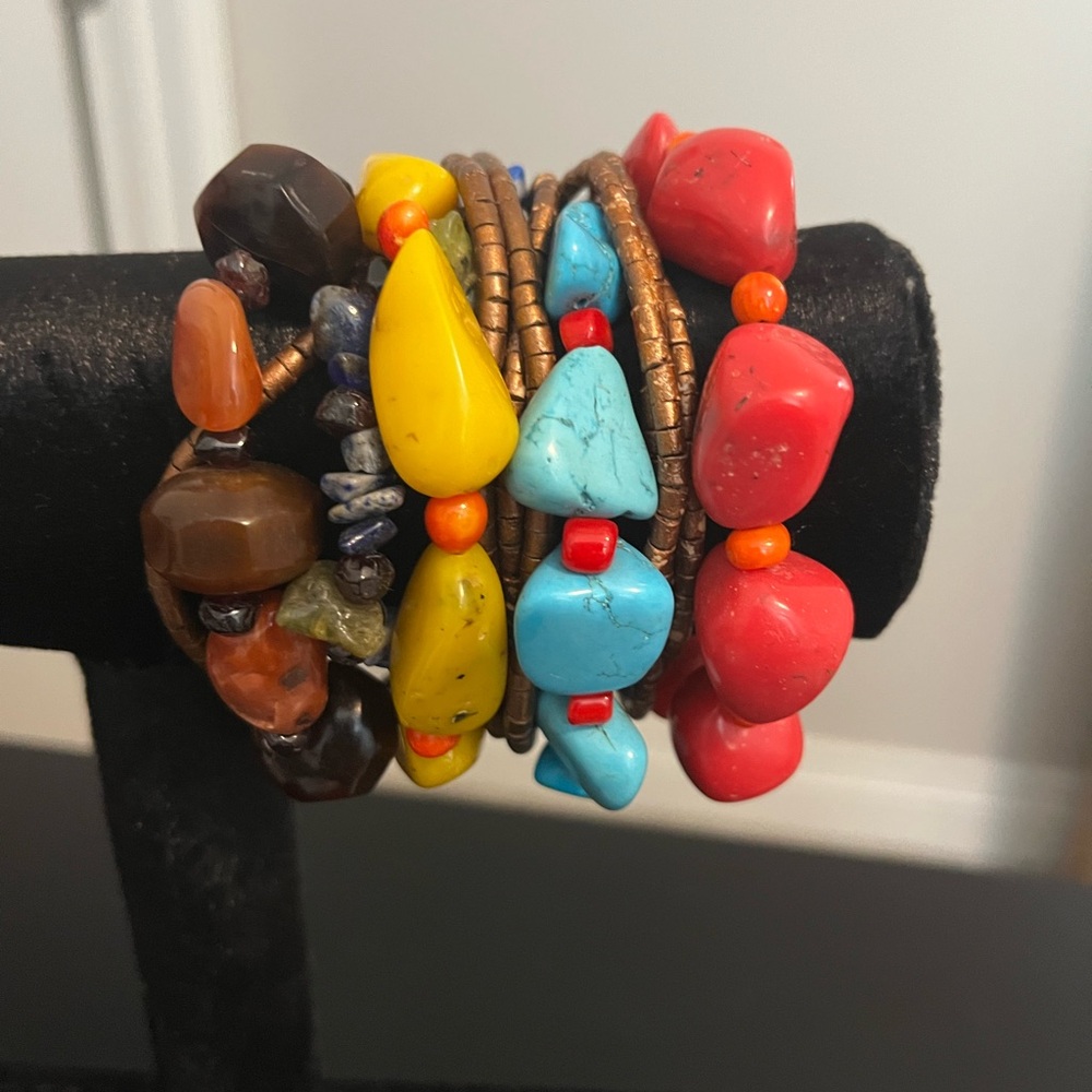 Multicolor Chunky Beaded Bracelet Set